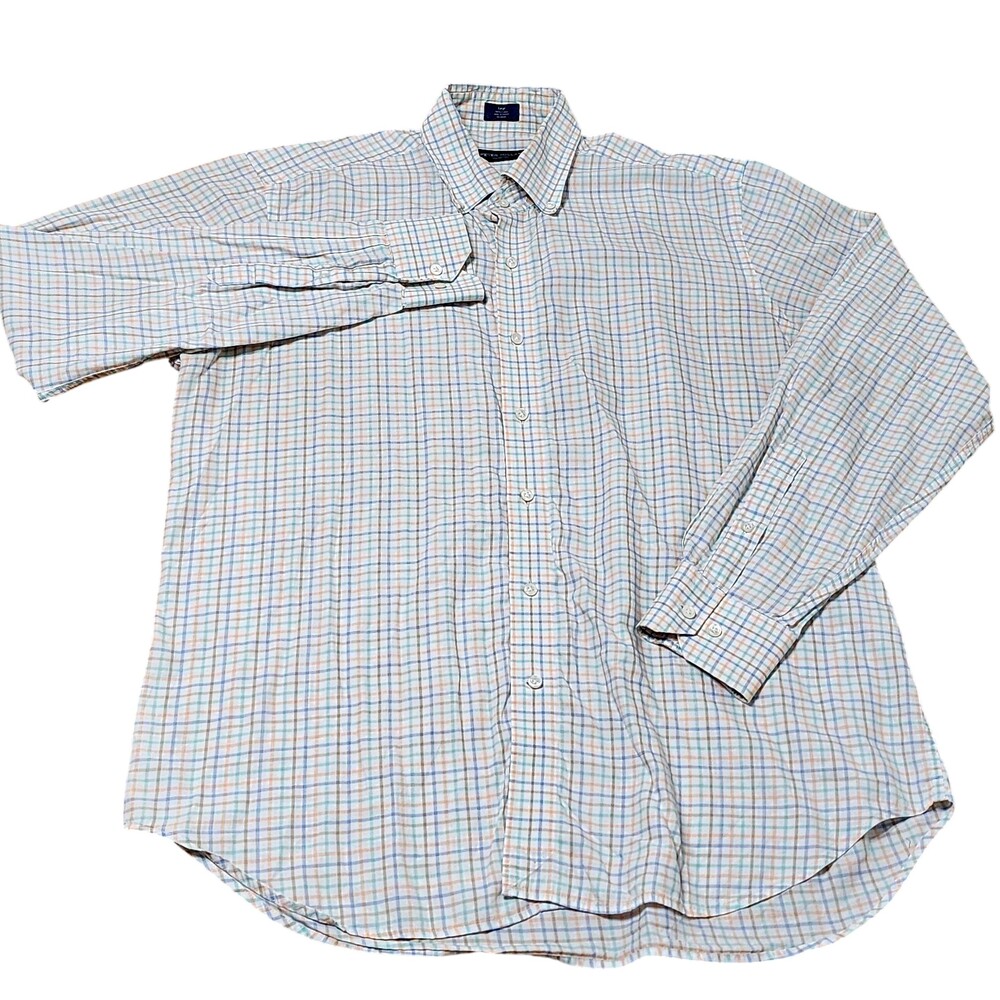 Peter Millar Shirt Mens Large Multicolor Check Cotton Button Down Long Sleeve